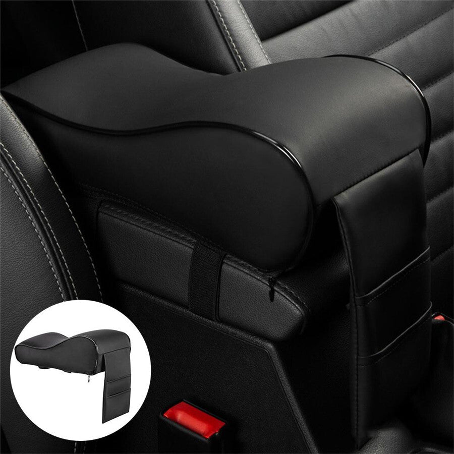 Universal Car Center Console Box Armrest Pad Black PU Leather Interior Cushion Q