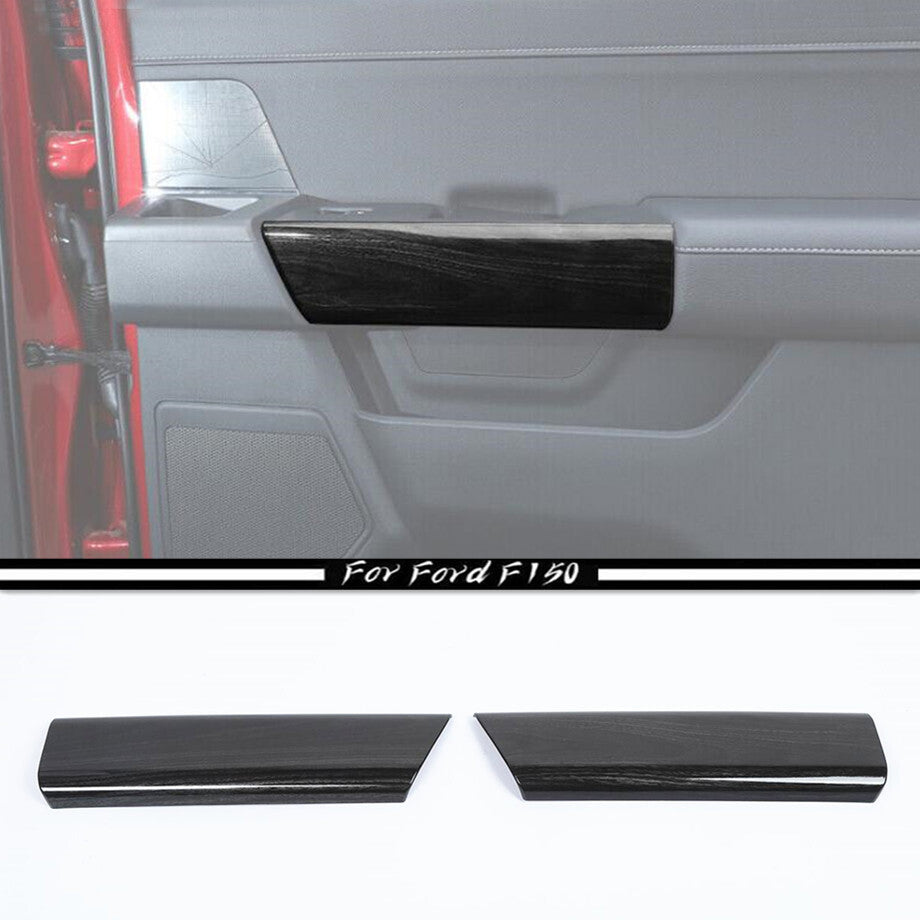 Suitable for 21-23 for Ford F-150 Black Wood Grain Interior Rear Door Handle Panel Trim Cover 2P