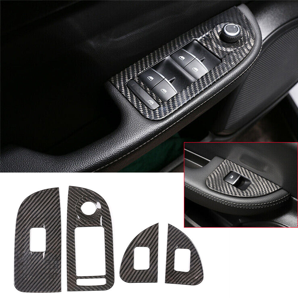 Real Carbon Fiber Window Lift Switch Button Trim for Alfa Romeo Giulia 2017-2020