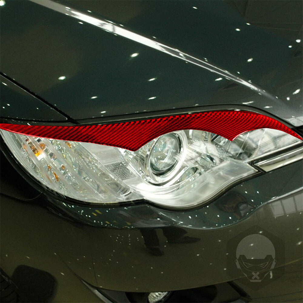 Red Carbon Fiber Front Headlight Eyelids Eyebrow Cover for Subaru Legacy 2006-08