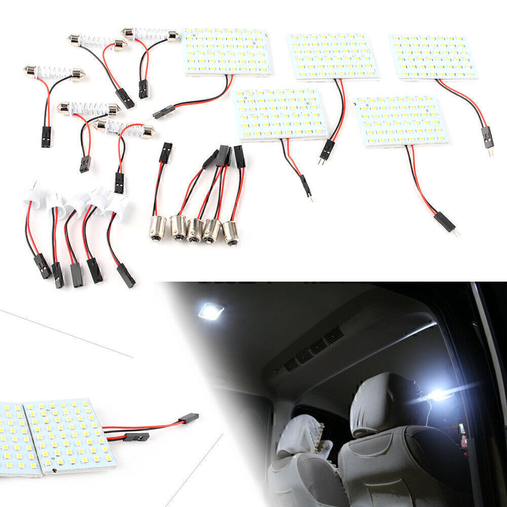 Festoon T10 BA9S White LED 48SMD Panel Interior Dome Map Light Bulb Lamp Car
