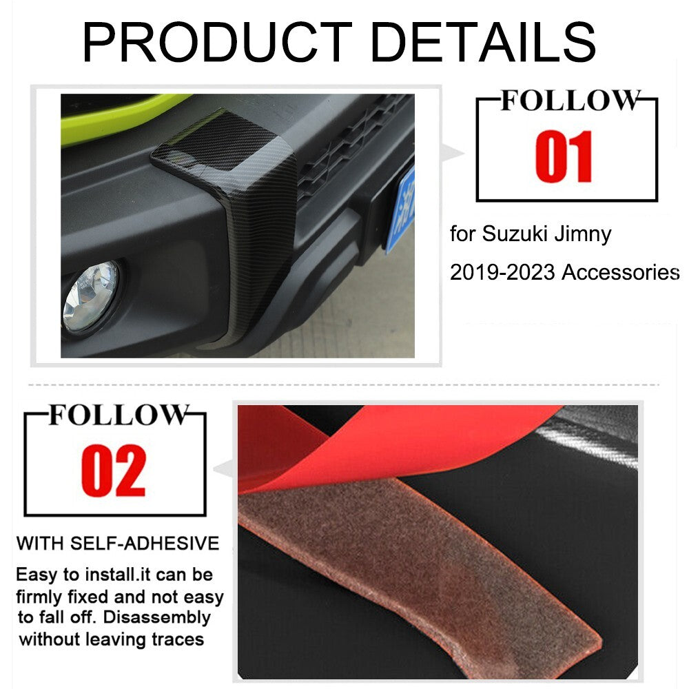 Carbon Fiber Front Bumper Decor Cover Trim for Suzuki for Jimny 2019-2023 JB64 JB74