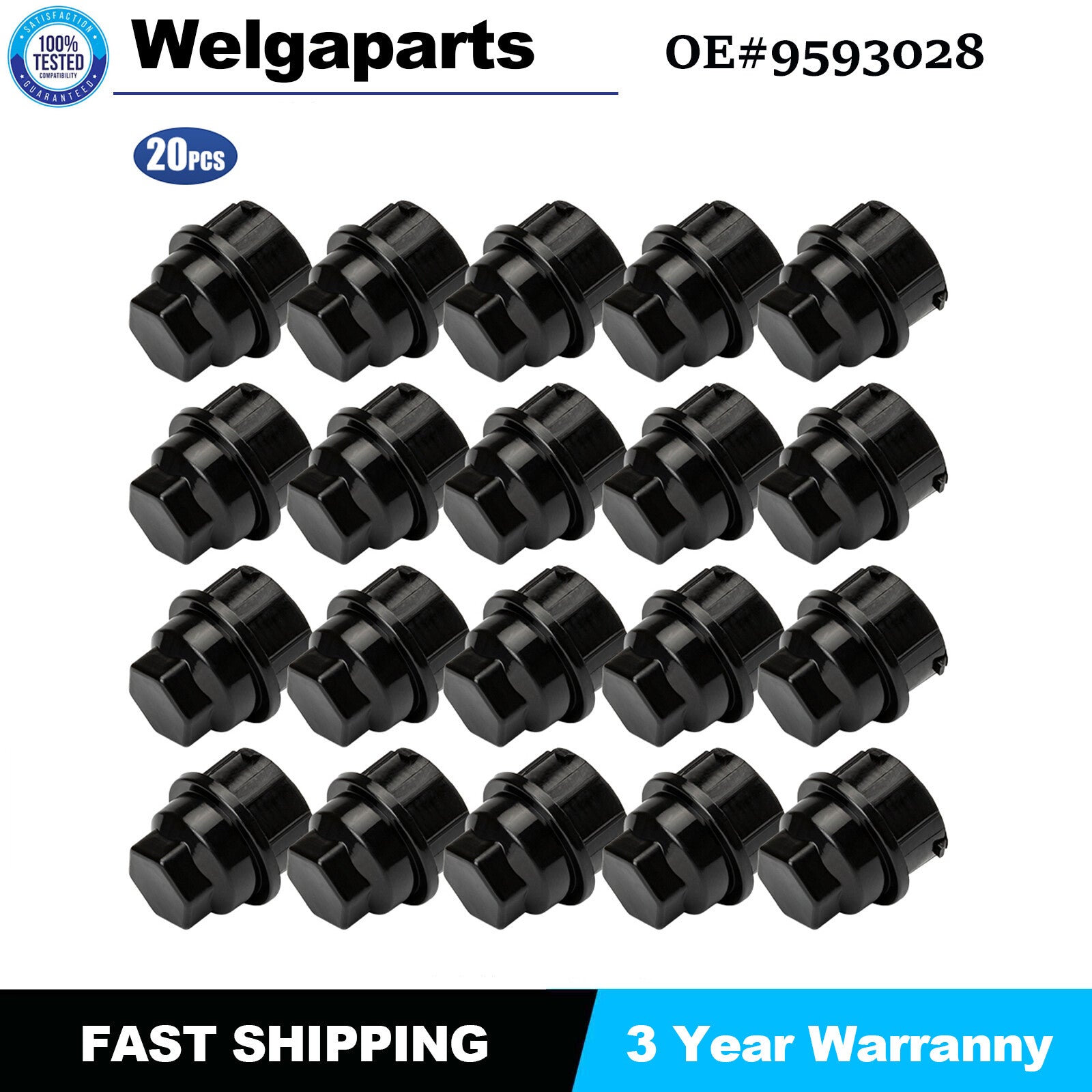 Set of 20 9593028 for Buick for Chevy for GMC for Pontiac Black Wheel Nut Cover Replaces New