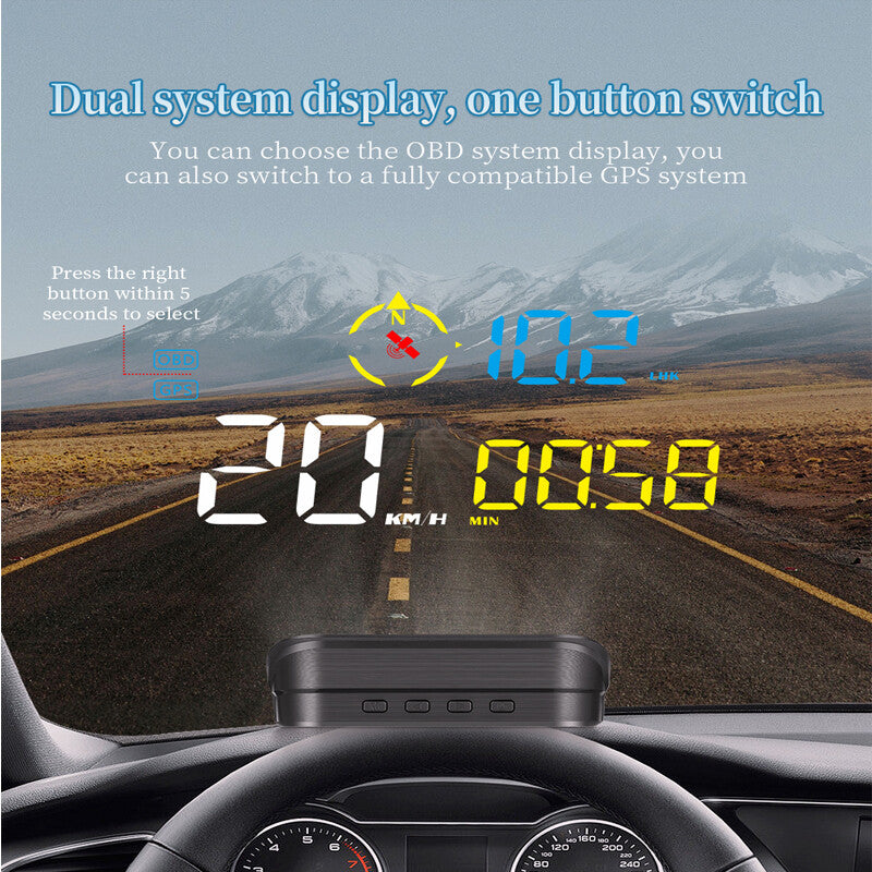 Auto Digital Head Up Display Speedometer HUD OBD2 Speed Temp Alarm Projector MPH v