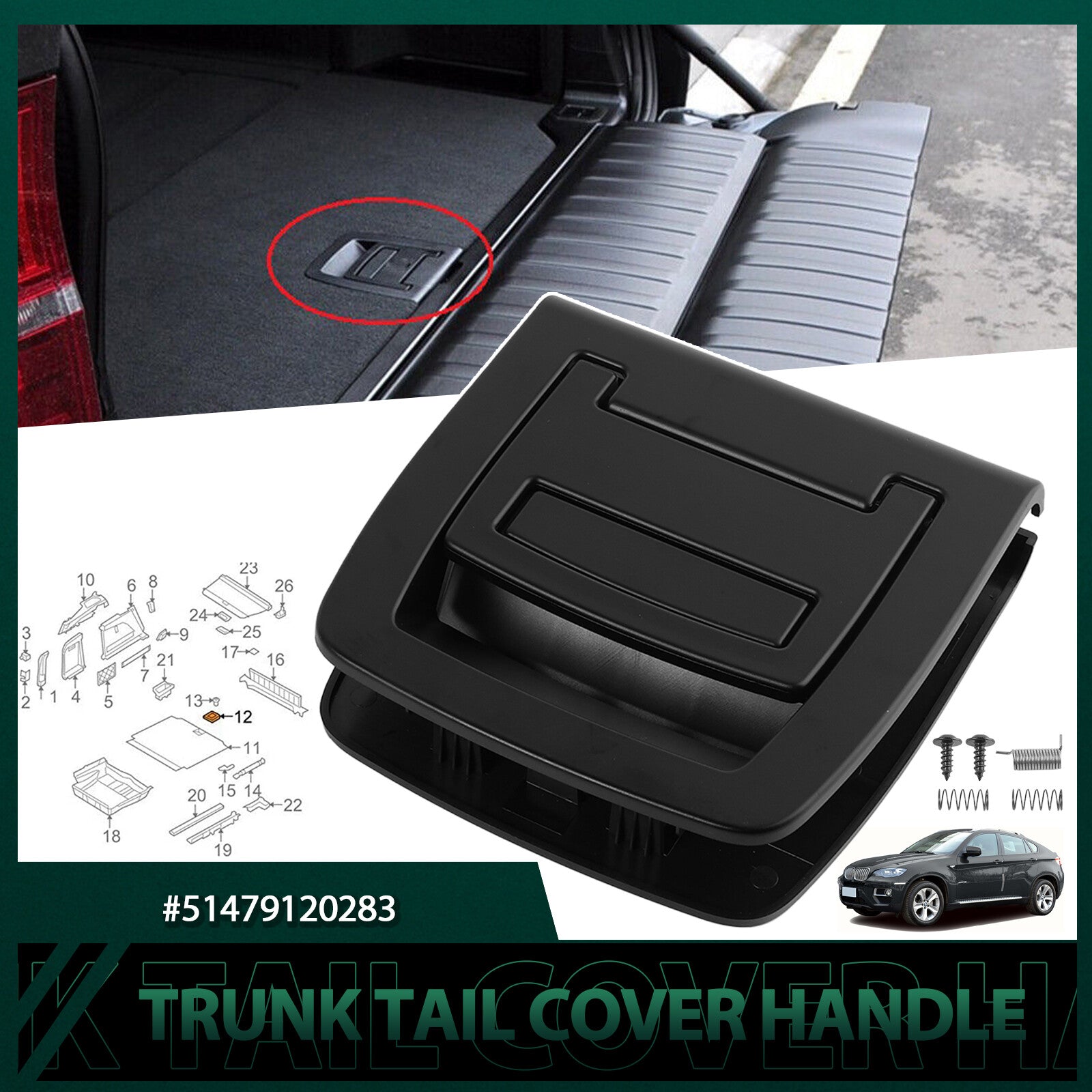 51479120283 Rear Trunk Mat Handle Boot Floor Carpet Handle for BMW E70 X5 E71 X6 Q