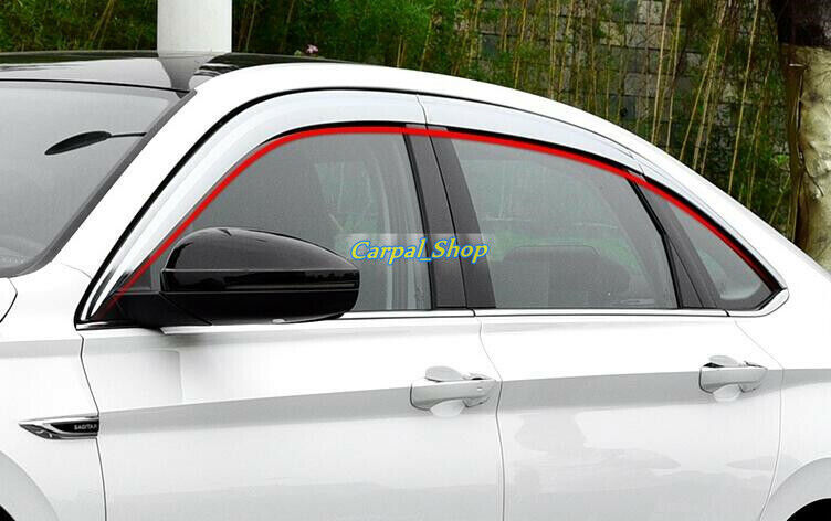 for VW for Jetta Mk7 2019 2020 Chrome Window Visor Vent Shades Sun Rain Guard 6Pcs n