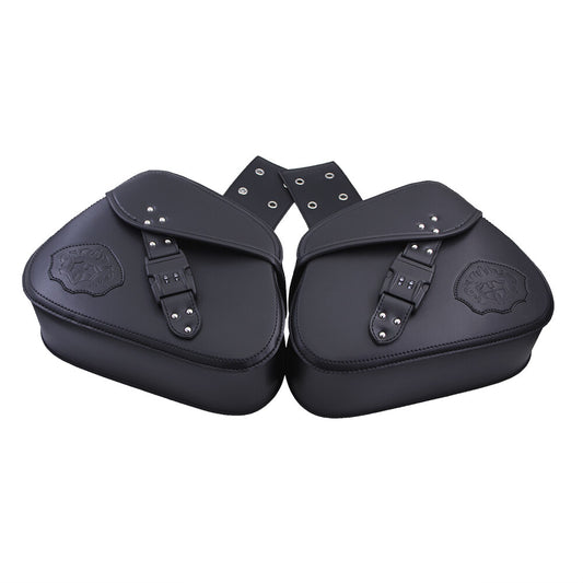 New Motorcycle Black PU Leather Password Lock Luggage Bags Saddlebags Saddle Bag Q