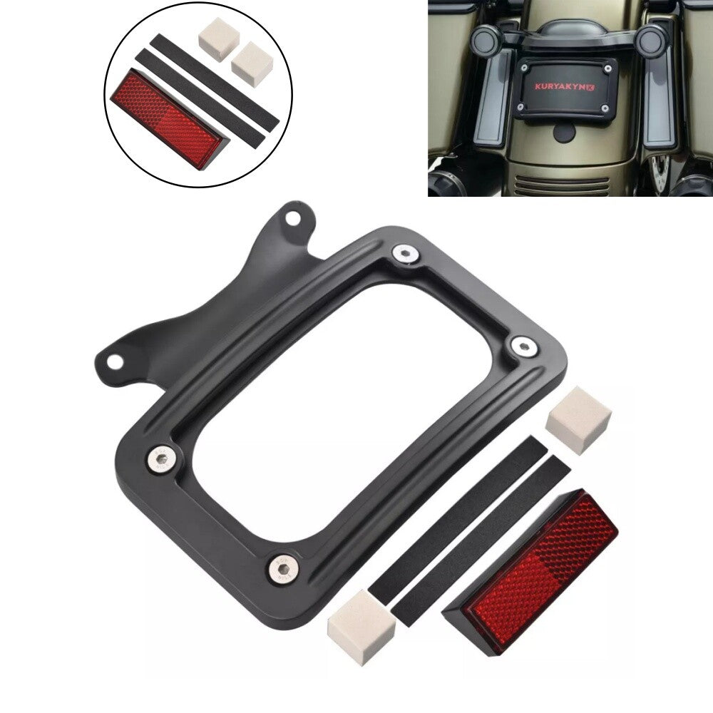 Black Curved License Plate Mount Frame for Harley Touring Street Road Glide CVO