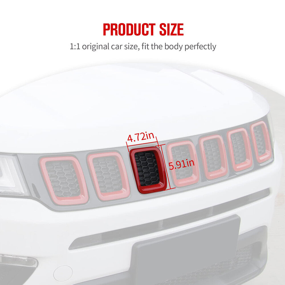 7Pcs for Jeep Compass 2017-2020 Front Grille Grill Insert Cover Trim Decor Red