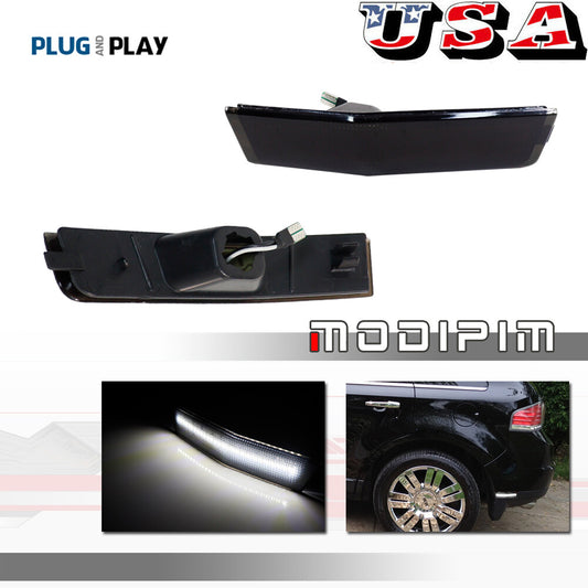 2 Pieces Smoked Lens with White LED Rear Side Marker Lights for 2007-10 for Lincoln MKX- v
