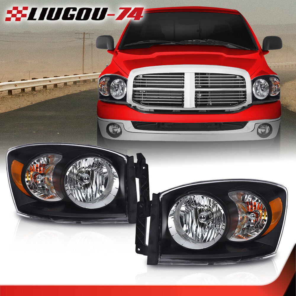 Suitable for 2006 07-09 for Dodge for Ram 1500 2500 3500 Black/Amber Headlight Kit