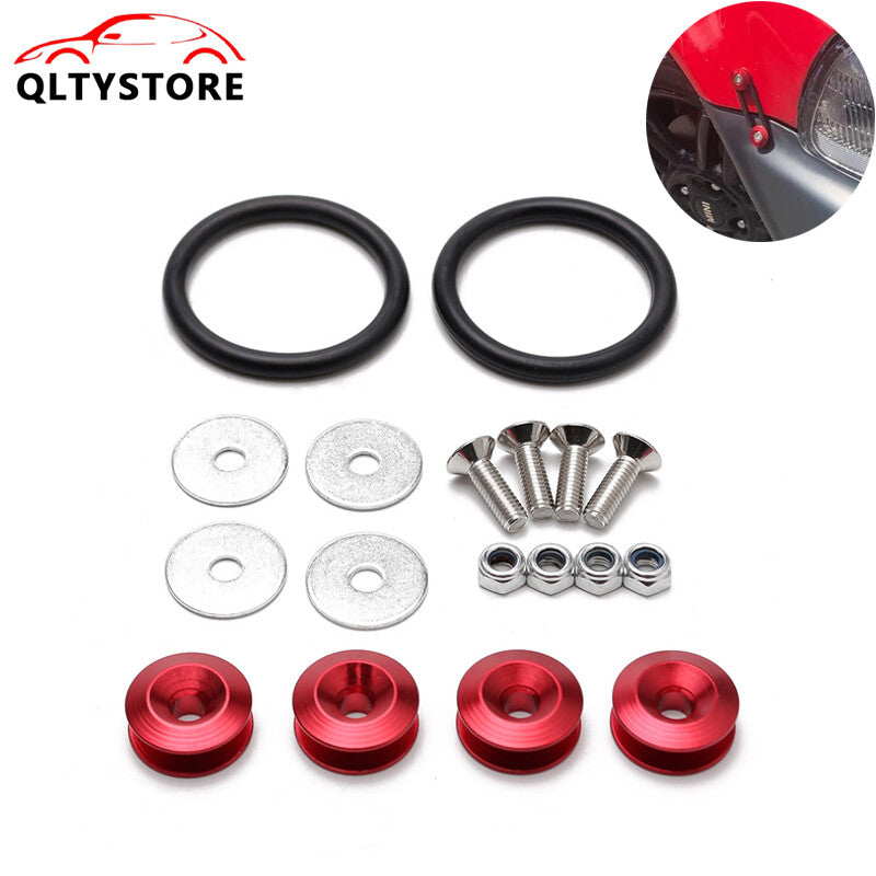 Red Quick Release Fasteners Bumper Trunk Fender Hatch Lids Kit Aluminum
