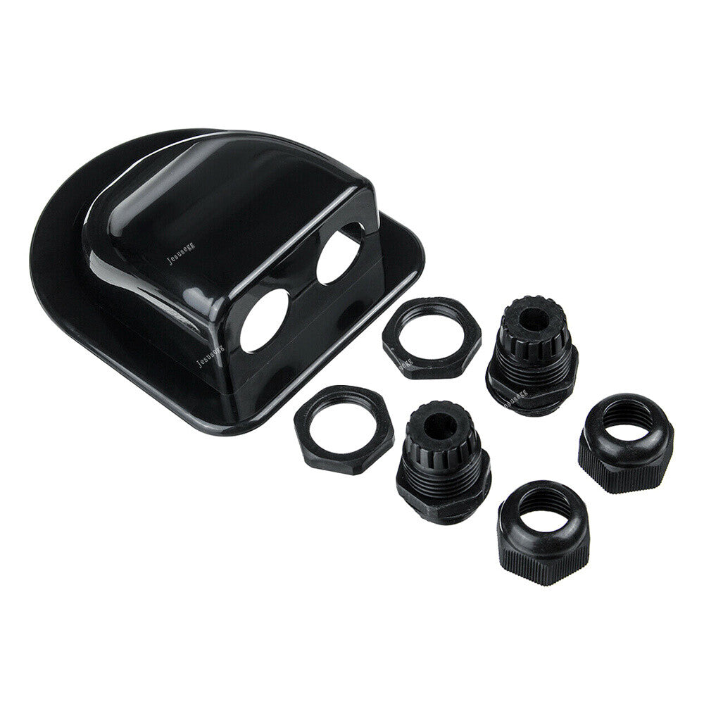 Roof Top Solar Panel Double Cable Entry Gland Box For Camper Caravan Boat Black Q