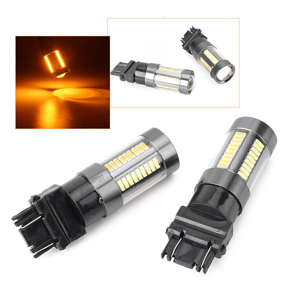 2X T25 3157 Dual-Color Switchback 66 SMD 4014 Bulbs Turn Signal light 12V