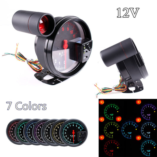 5 Car RPM Tachometer Gauge 7Color Backlight LED Shift Light For 4/6/8 Cylinder Q