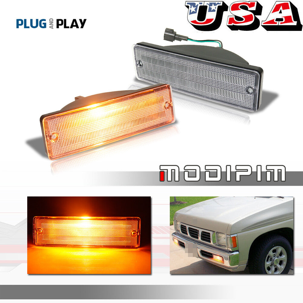 Front turn signal lights compatible with 95-97 for Nissan pickup clear lens left and right 2-piece set