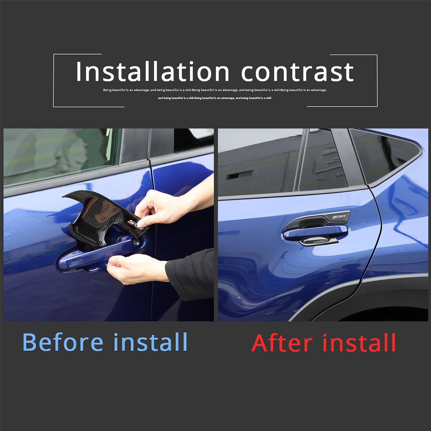 12-piece set of carbon ABS door handle cup lid trim for Subaru Crosstrek 2024-2025