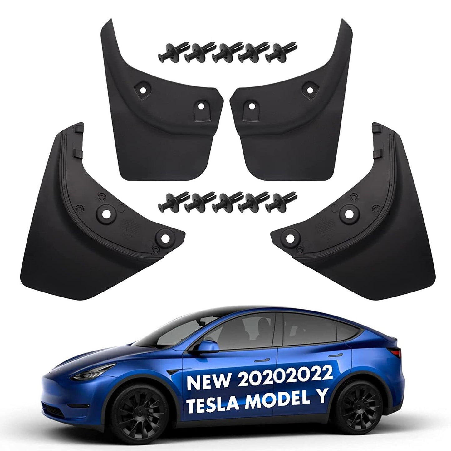 4-Piece Pack for Model Y 2020/2022: Front and Rear Mudguard Splash Protection n