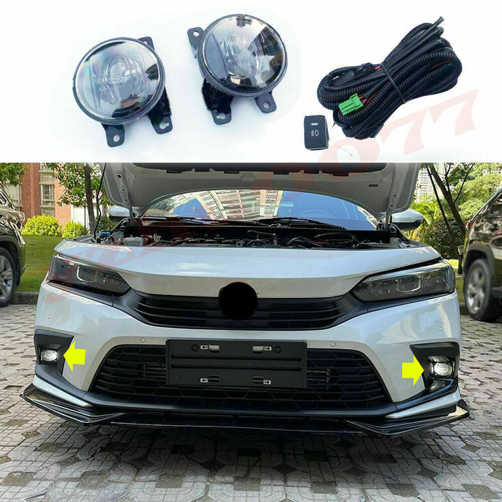 2x for Honda for Civic 22-23 Sedan Led Bumper Fog Light Driving Lamp W/cable Switch