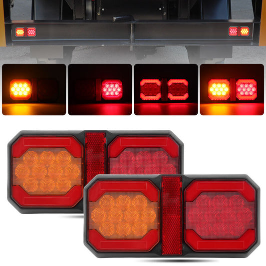 2x Amber+Red LED Rear Brake Stop Turn Signal Tail Light Trailer Truck Pickup 4x4