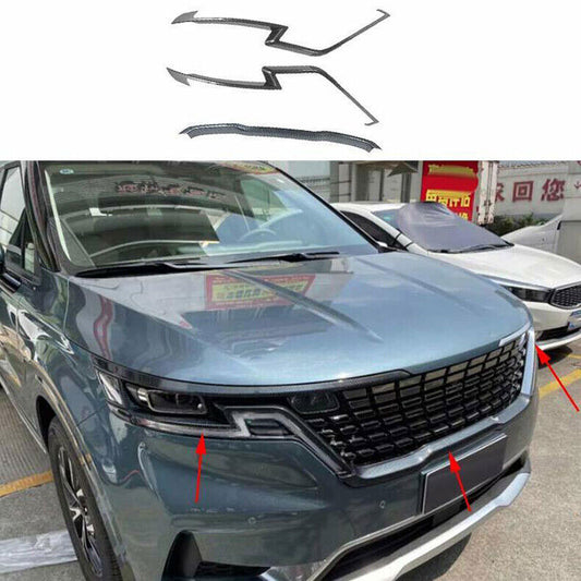 for Kia Carnival 22-23 Carbon Fiber Front Central Grille Moulding Cover Trim 3x