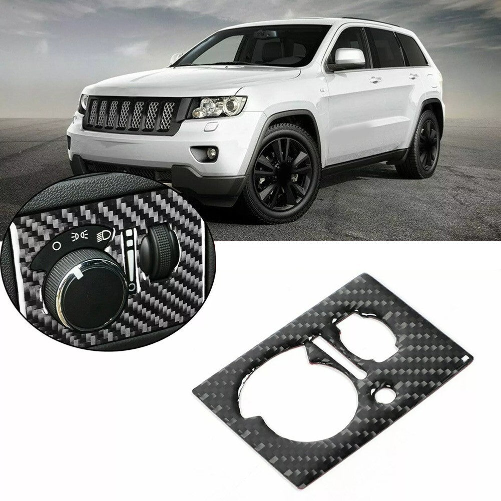 Carbon Fiber Front Headlight Switch Decor Cover Trim for Jeep 2011-2020 v