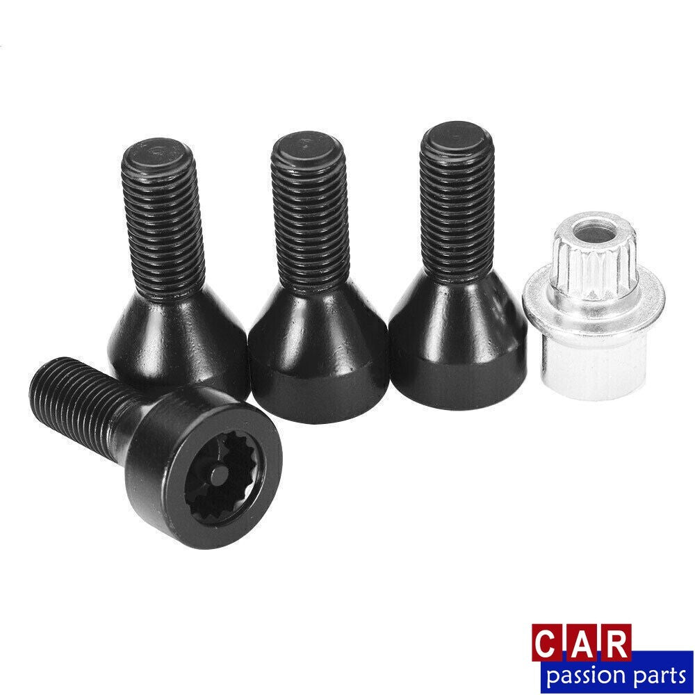 Wheel lock kit with black lug bolts suitable for BMW E32, E34, 3, 5, 7er & for Mini 36136786419 Q