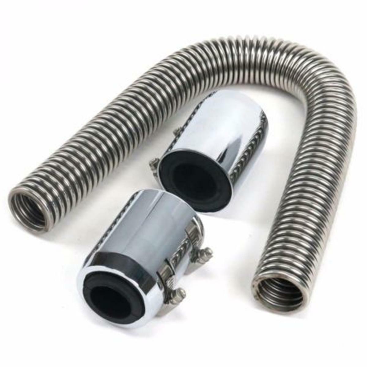 24-inch silver automotive radiator flexible coolant hose kit with stainless steel and 2 caps - n