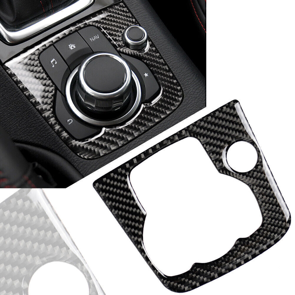 for Mazda 3 Axela 2013-2016 15 Carbon Fiber Center Console Multimedia Panel Trim