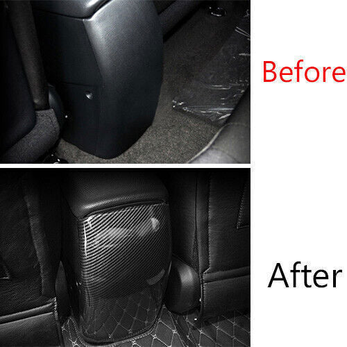 Car Rear Air Outlet Anti-Kick Panel Trim for Kia K3 2014-2018 Black Carbon Fiber