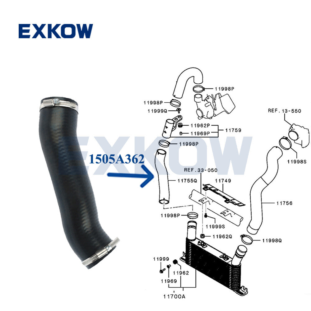 Intercooler Intake Air Hose for Mitsubishi Pajero V88 V98 3.2 2006- 1505A362