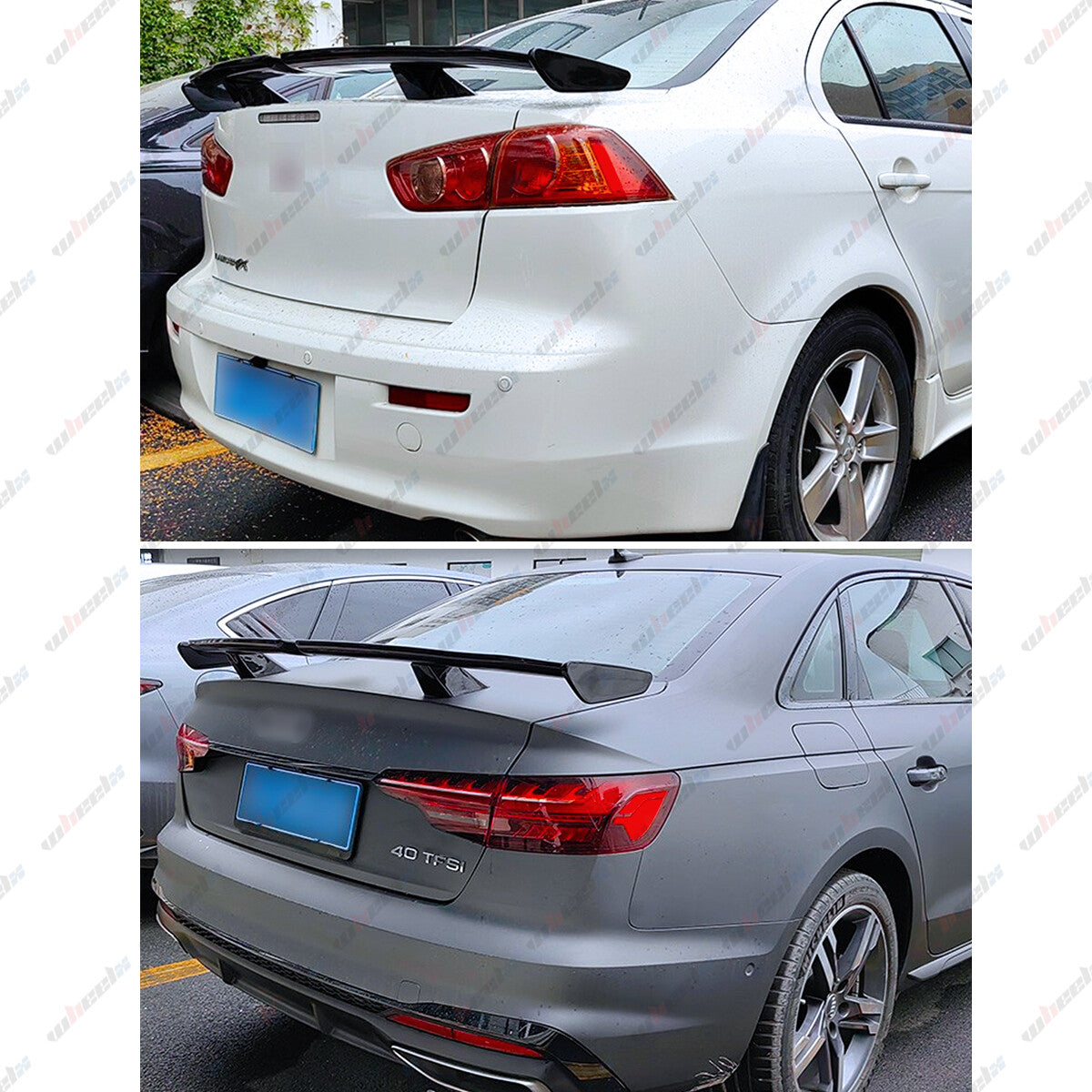 55-inch universal rear trunk boiler wing sedan professional style gloss black without diamonds Q