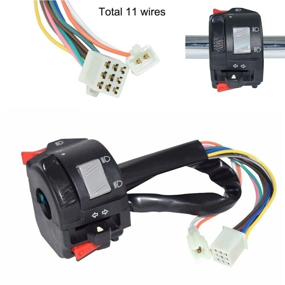 7/8 Motorcycle Handlebar Control Headlight Turn Signal Switch + Wiring Harness. n