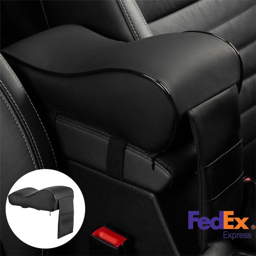 Black Car Armrest Pad Cover Sedan Center Console Box Cushion Trim Mat PU Leather Q