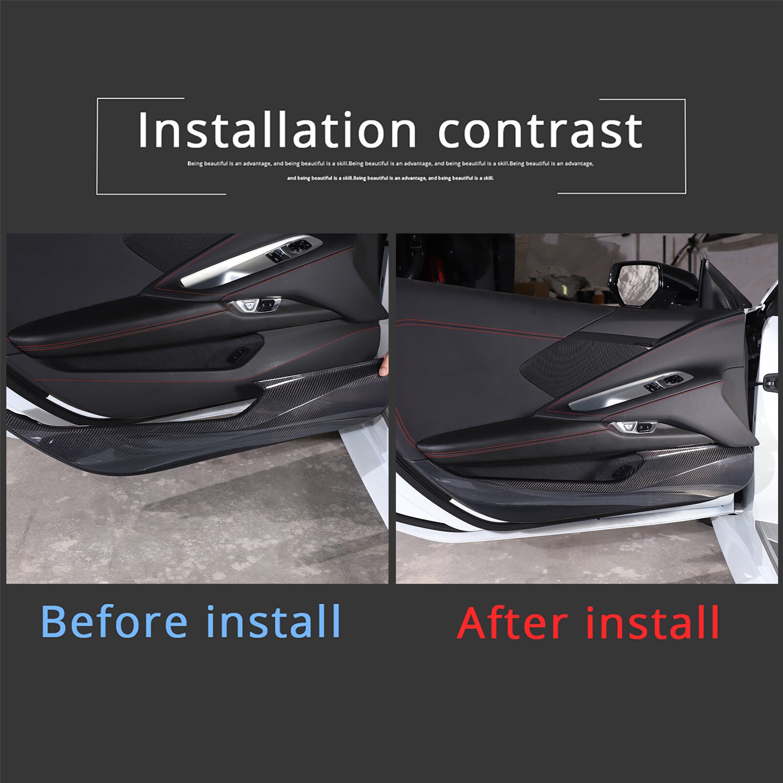 carbon fiber door kick guard cover decoration suitable for Corvette C8 2020-2023