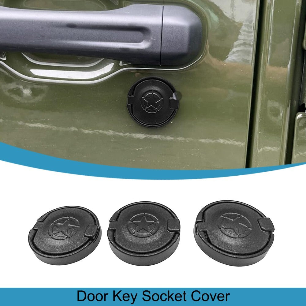 3PCS Lock Door Key Hole Socket Cover Trim Stickers for Jeep for Wrangler TJ JK JL JT