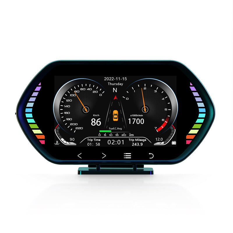 OBD2+GPS HUD Gauge Digital Head Up Display Speedometer Turbo Meter RPM Alarm Set v