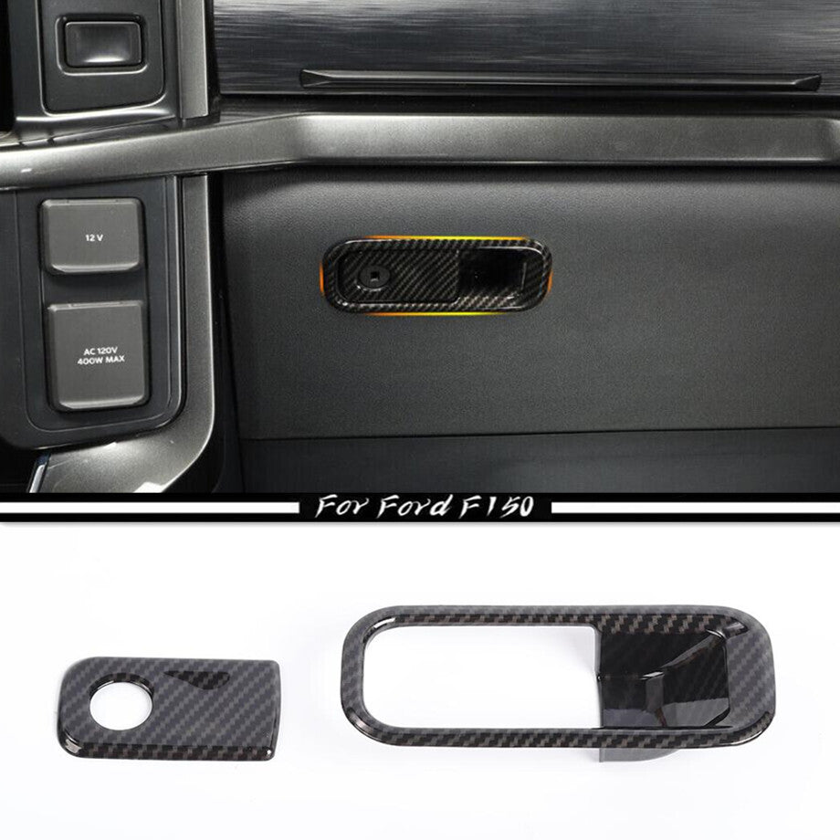 For 2021-2023 F150 Carbon Fiber Copilot Storage Box Switch Cover Trim v