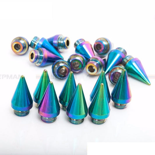 A set Neo chrome Aluminum Extened Tuner Spikes For Wheels Rims Lug Nuts JDM n
