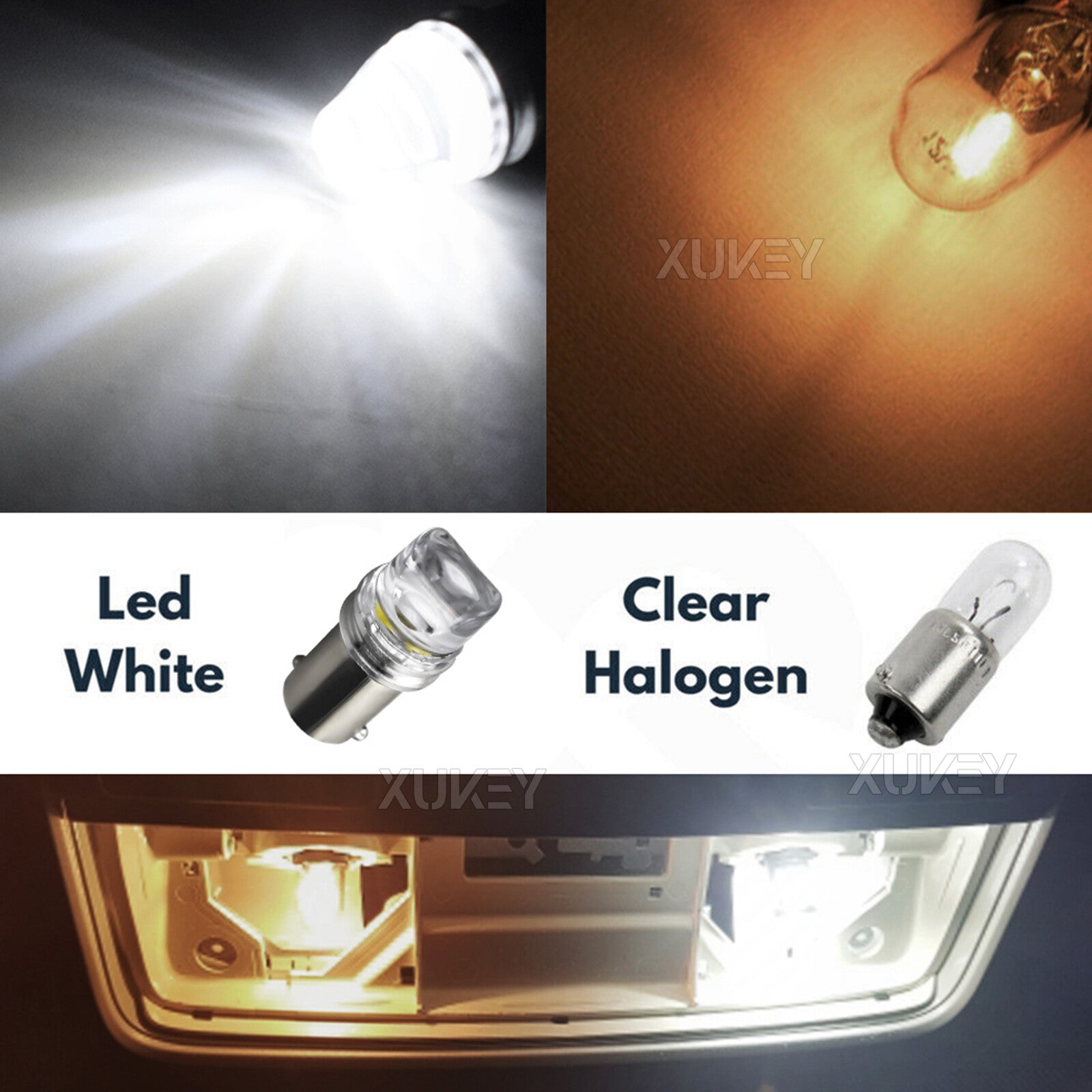 8pcs 12V 6000K white BA9S T4W 3SMD LED car interior lighting bulbs Q
