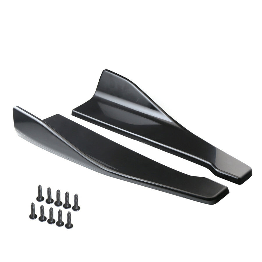Pair Car Bumper Spoiler Rear Lips Body Side Skirt Extension Glossy Black US Ship Q