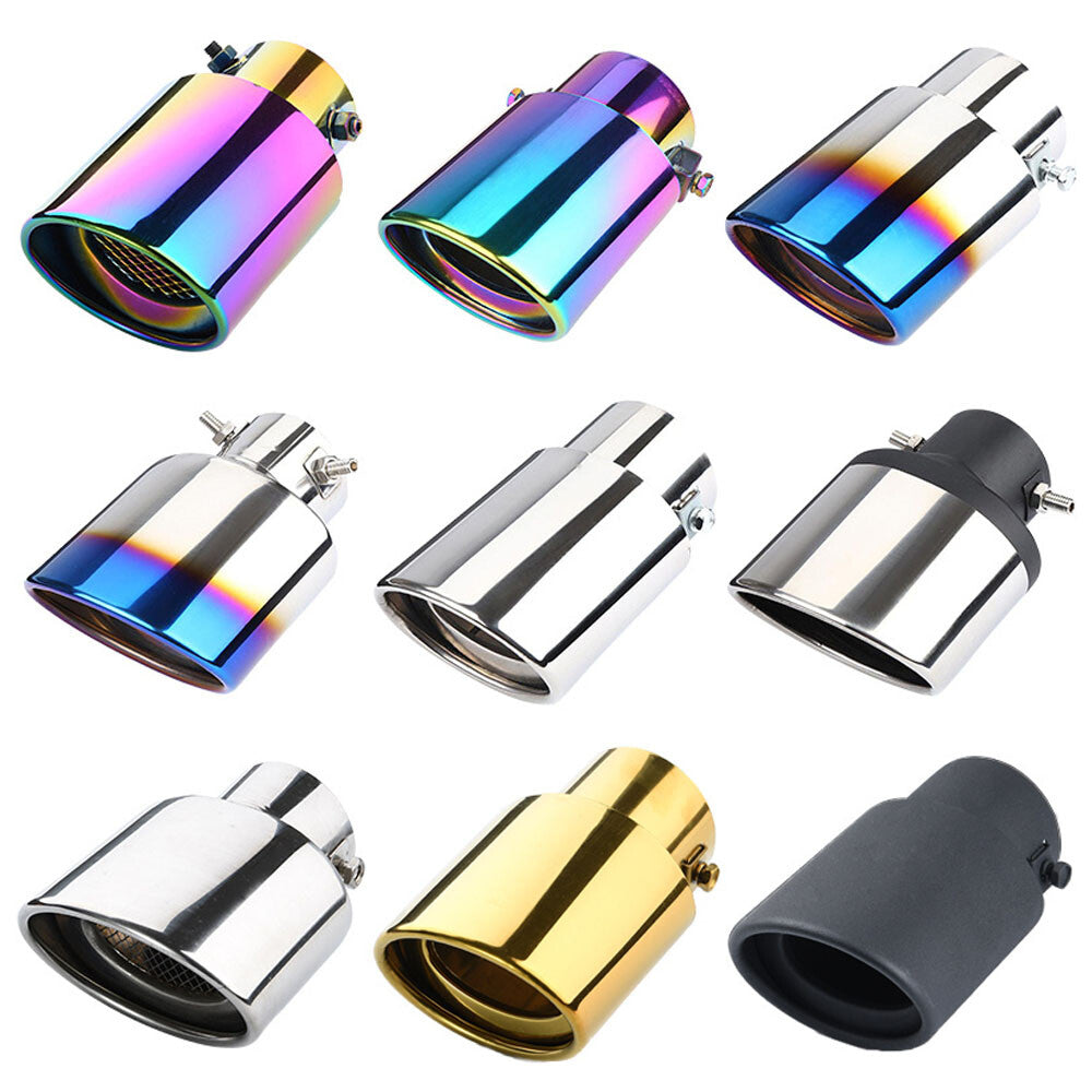 Car Exhaust Pipe Tip Rear Tail Throat Muffler Stainless Steel Round Universal Q