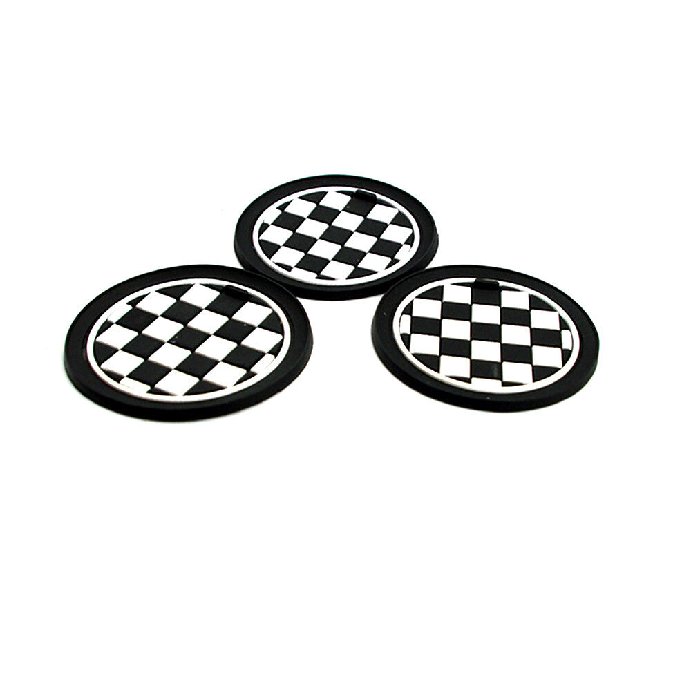 3X Black White Racing Anti-Slip Cup Mat for Mini Cooper JCW R55 R56 R57 R58 Q