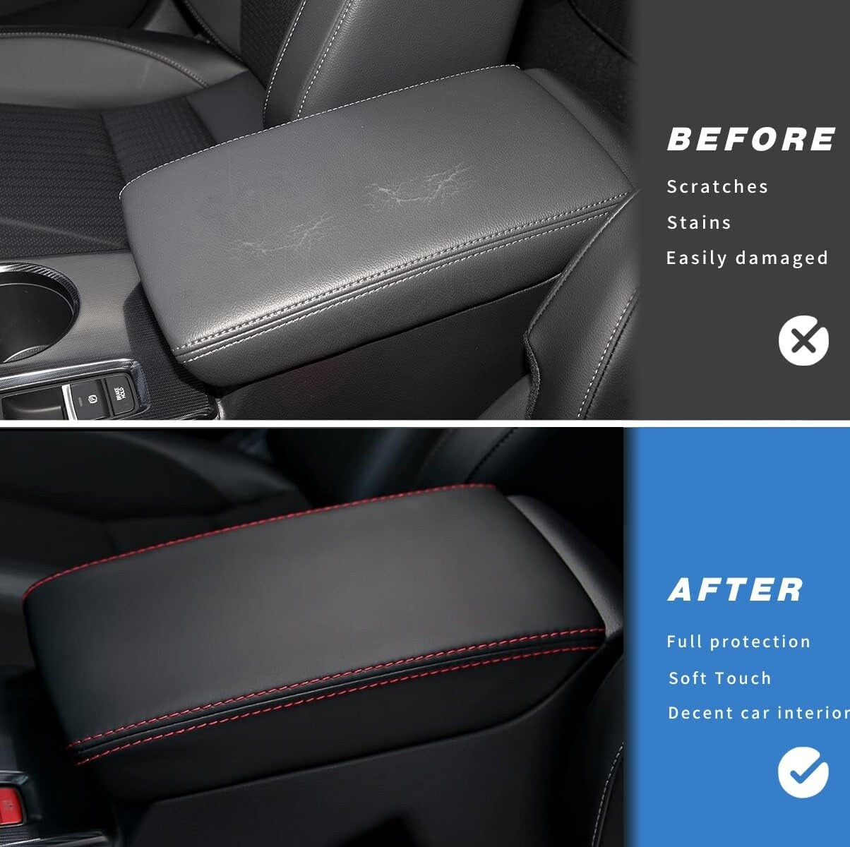 Leather center console armrest cover accessory for 2022-2024 for Honda for Civic vehicles. n