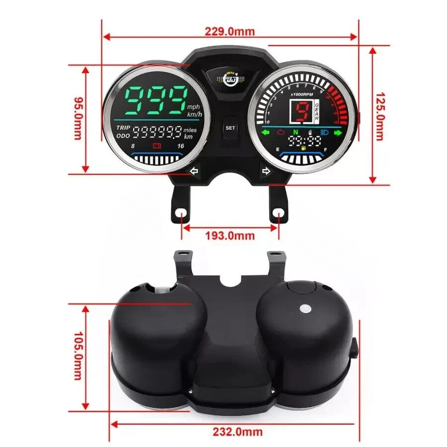 Motorcycle Speedometer Digital LED RPM Table 1-6Gear For GN125 GN150 125cc 150cc Q