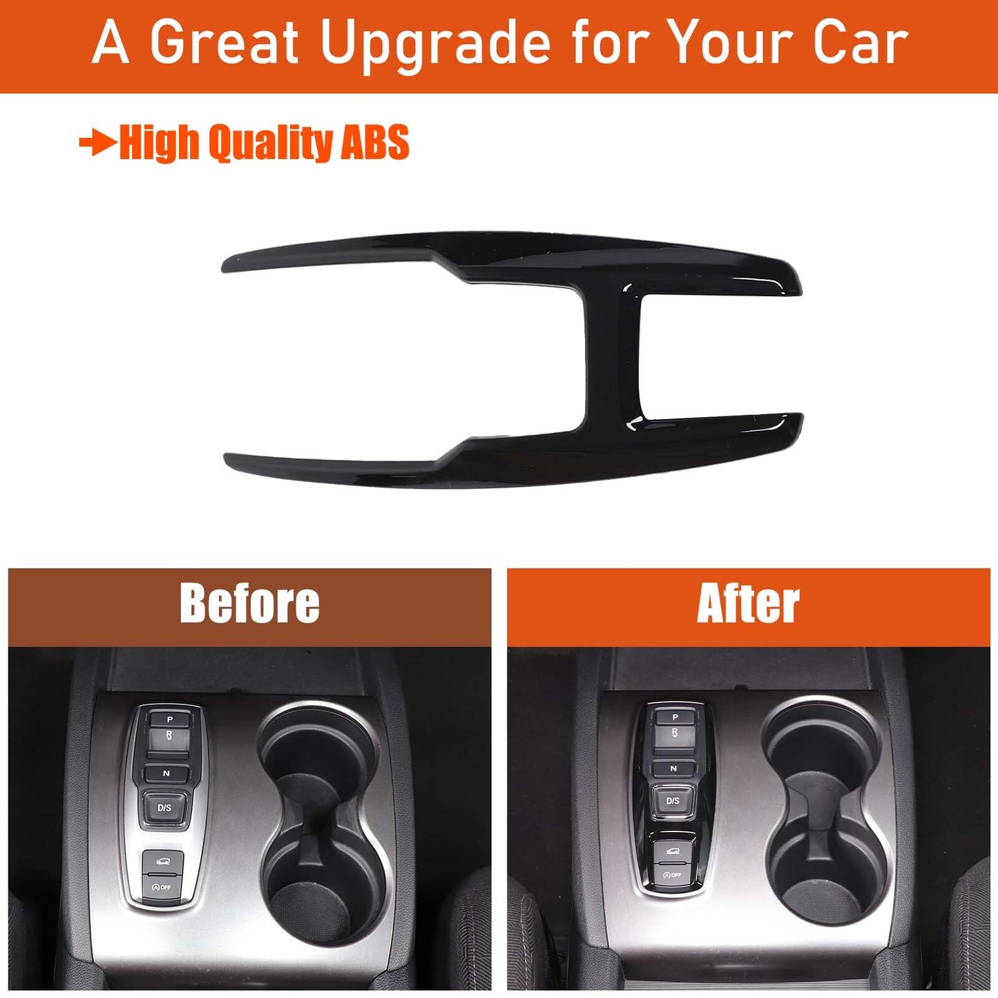 Gloss black interior gear shift button frame cover trim for Honda Pilot 2015-22- n