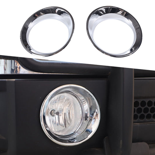 2-Piece Front Bumper Fog Light Chrome Protective Cover for HUMMER H3 2006-2010 Silver