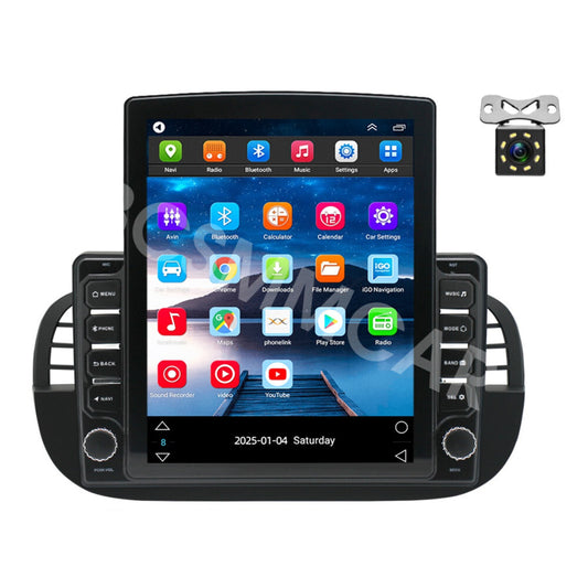 9.7in Car Stereo Radio GPS Touch Screen USB BT W/Cam Fit For 2007-2015 for Fiat 500 Q
