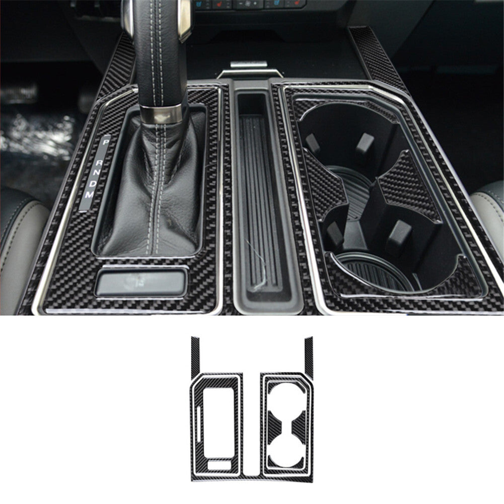 Carbon Interior Gear Shift Console Cupholder Panel Trim Cover  for ford  F-150