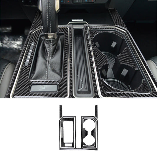 Carbon Interior Gear Shift Console Cupholder Panel Trim Cover  for ford  F-150